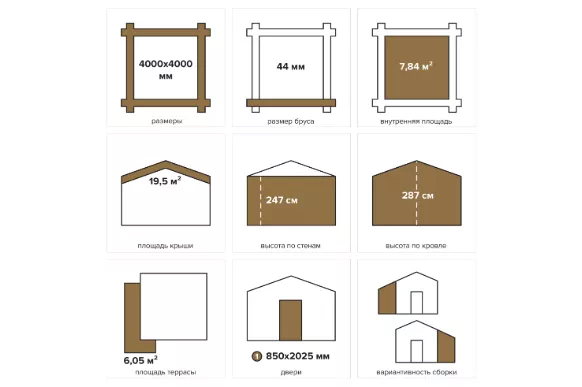 Баня 14 (Стандарт) брус 44 мм